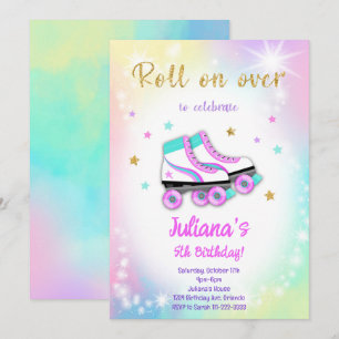 Patinage à rouleaux coloré Invitation Anniversaire