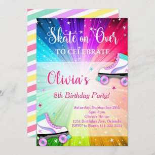 Patinage à rouleaux coloré Invitation de fête d'an