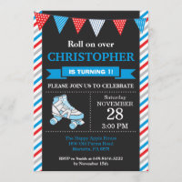 Patinage à rouleaux Invitation Anniversaire Fête d