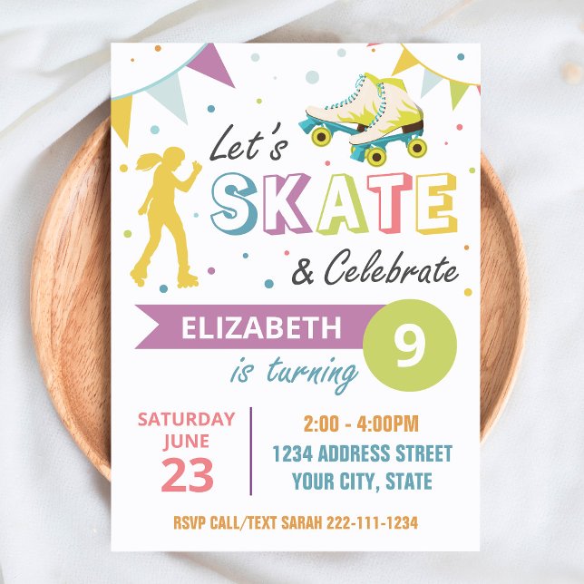 Patinage à rouleaux Invitation de fête d'anniversa (Créateur téléchargé)