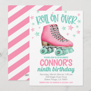 Patinage à rouleaux Invitation fête d'anniversaire
