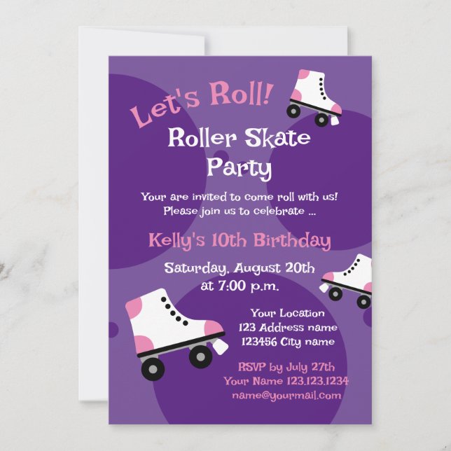 Patinage à rouleaux pour enfants Invitations à la  (Devant)