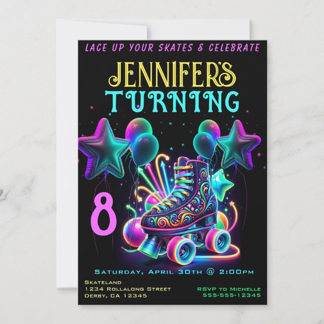 Patinage Anniversaire Fête Invitation (Devant)