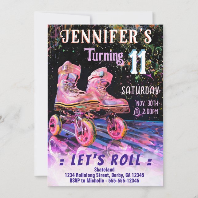 Patinage Anniversaire Fête Invitation (Devant)
