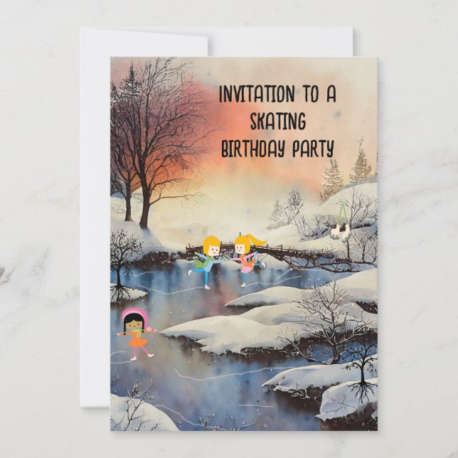 Patinage Anniversaire Invitation pour enfants (Devant)