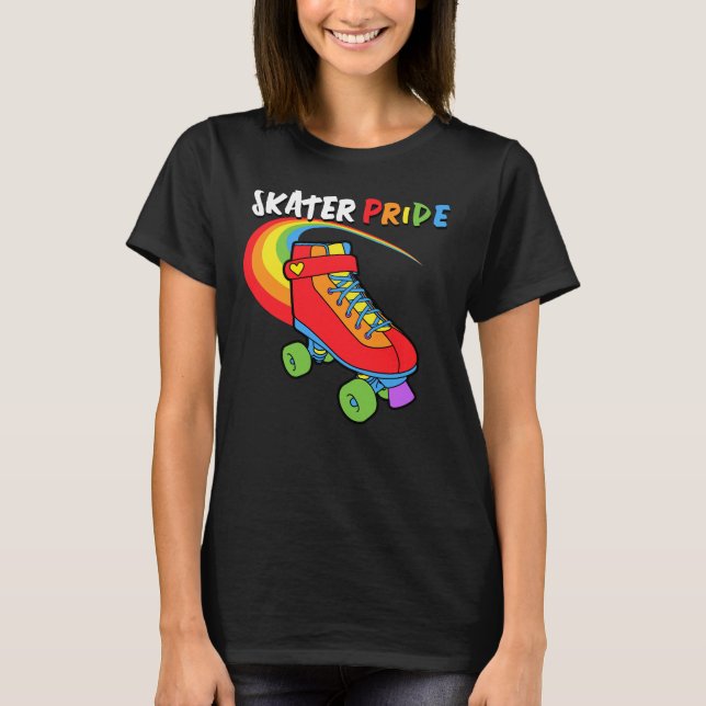 Patinage Arc-en-ciel Roller Skate Pride T-shirt (Devant)