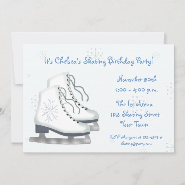 Patinage de glace, flocons de neige, invitation (Devant)