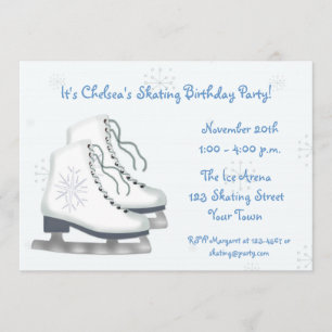 Patinage de glace, flocons de neige, invitation