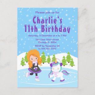 Patinage hivernal Anniversaire Carte postale Fille