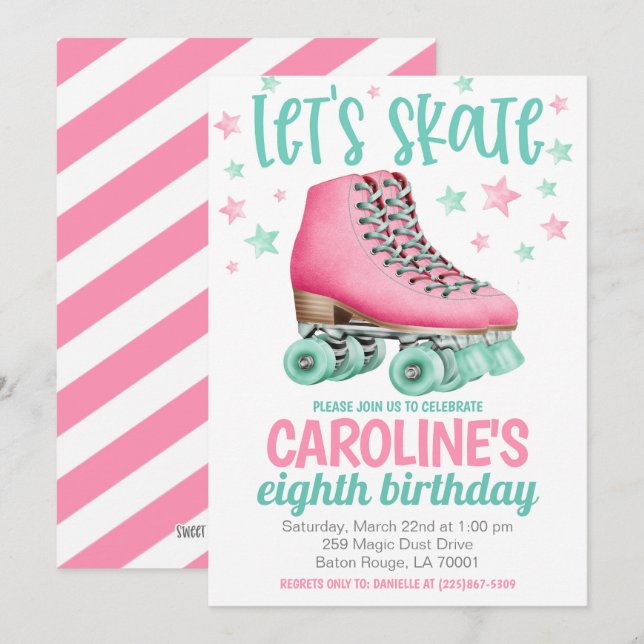 Patinage Invitation d'anniversaire (Devant / Derrière)