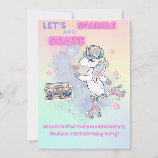 Patinage Invitation de fête d'anniversaire avant e (Devant)