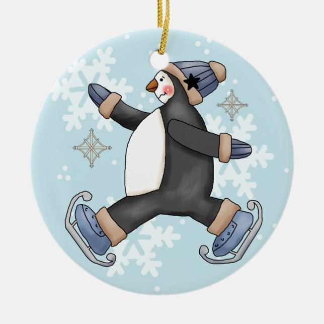 Patinage Penguin Keepsaké Ornement de vacances (Devant)