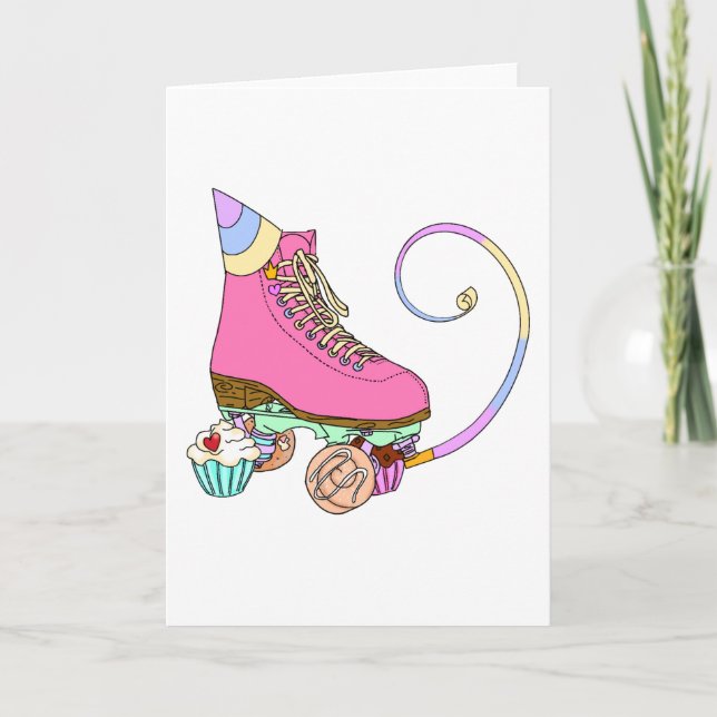 Patinage rose Patinage Carte de gâteau fête d'anni (Devant)