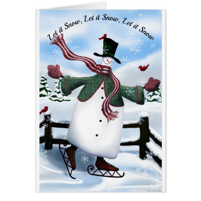 Patinage Snowman - Carte de voeux de Noël (Devant)