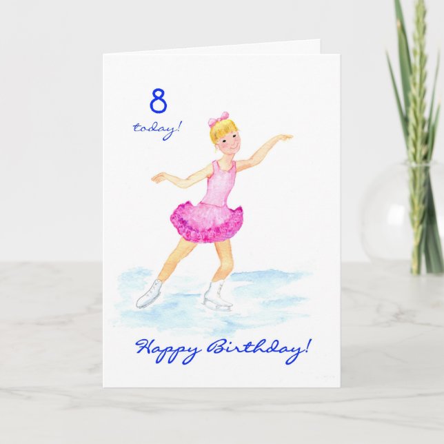 Patinage sur glace 8e carte d'anniversaire pour un (Devant)