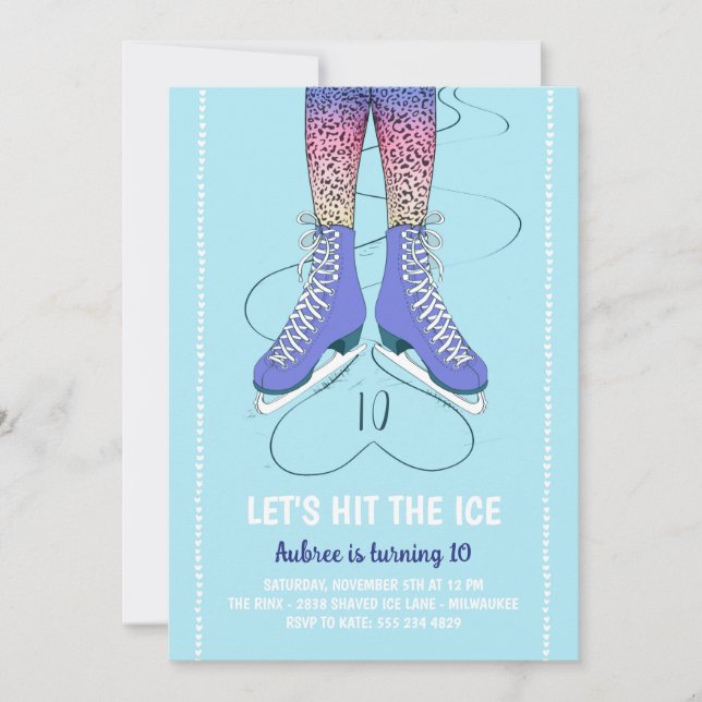 Patinage sur glace Anniversaire Fête Invitation (Devant)