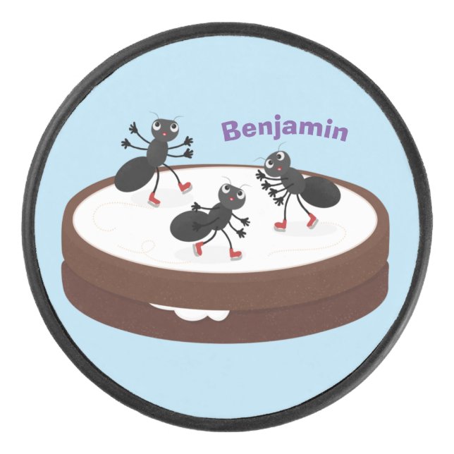 Patinage sur glace de fourmis joyeuses sur dessin  (Devant)