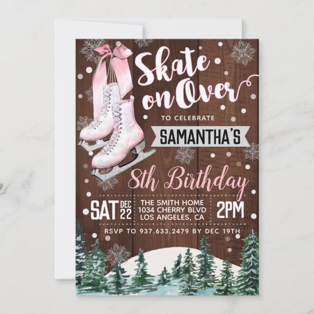 Patinage sur glace Invitation Anniversaire (Devant)