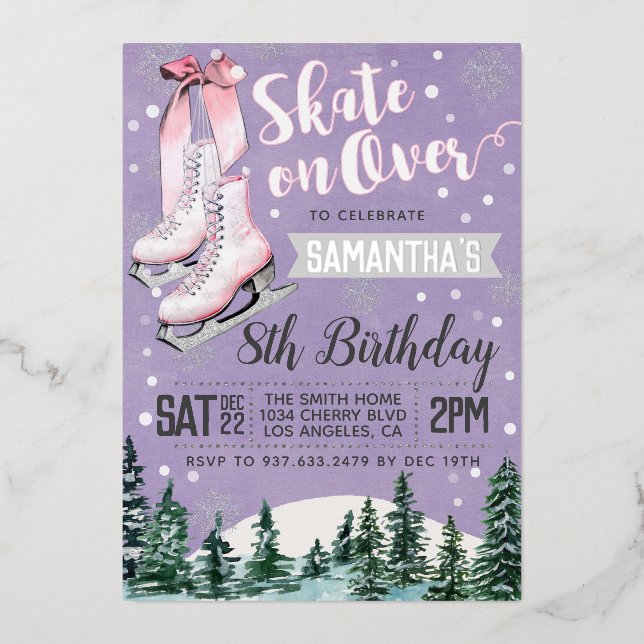 Patinage sur glace Invitation Anniversaire (Recto)