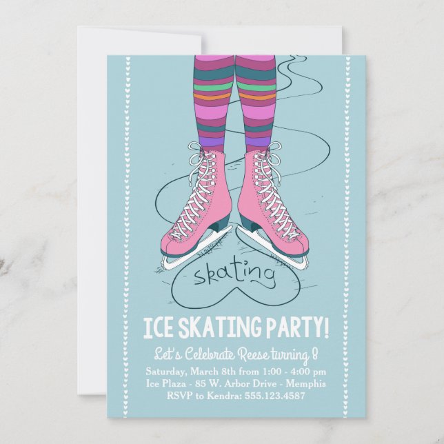 Patinage sur glace Invitation Anniversaire - I Hea (Devant)