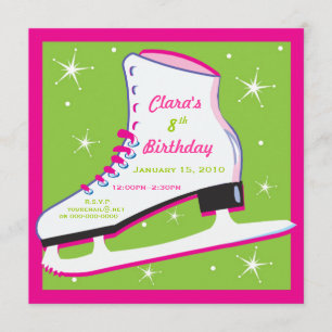 Patinage sur glace Invitation Anniversaire Pink & 