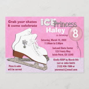 Patinage sur glace Invitation Anniversaire PINK Ic