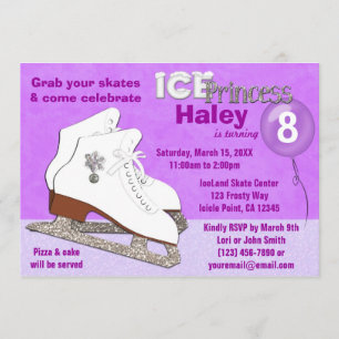 Patinage sur glace Invitation Anniversaire PURPLE 