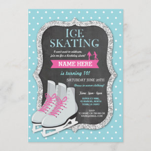 Patinage sur glace Invitation d'anniversaire de la