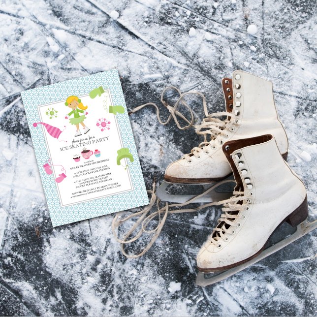 Patinage sur glace Invitations de fête d'anniversa (Créateur téléchargé)