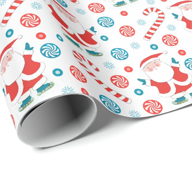 Patinage sur glace Papier cadeau de vacances (Coin rond)