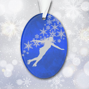 Patinage sur glace Silver Snowflake sur Blue