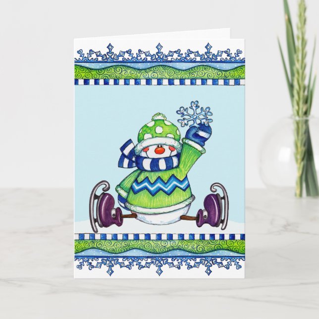 Patinage sur glace Snowman - Carte de voeux (Devant)