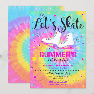 Patinage sur glace Tie Dye Invitation Patinage sur