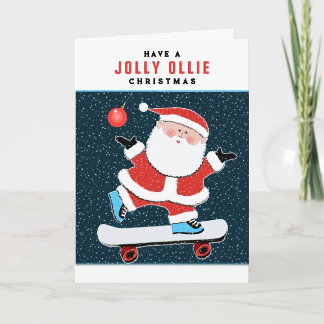 Patineur Carte de fin de année de Noël (Devant)