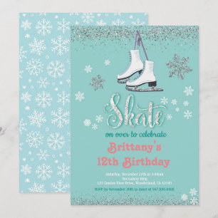 Patineuse de glace Invitation de fête d'anniversai
