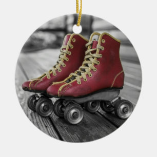 Patins à roulettes rouges vintage Ornement de Noël