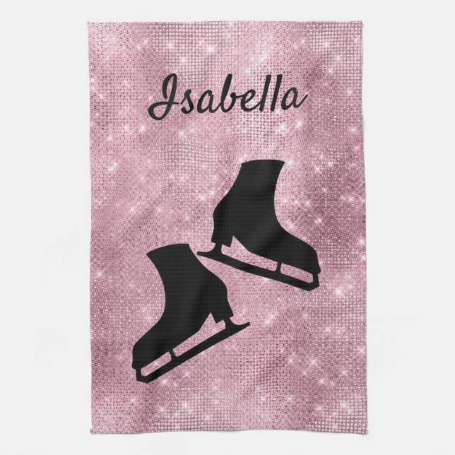 Patins à serviette de glace étincelante rose (Vertical)