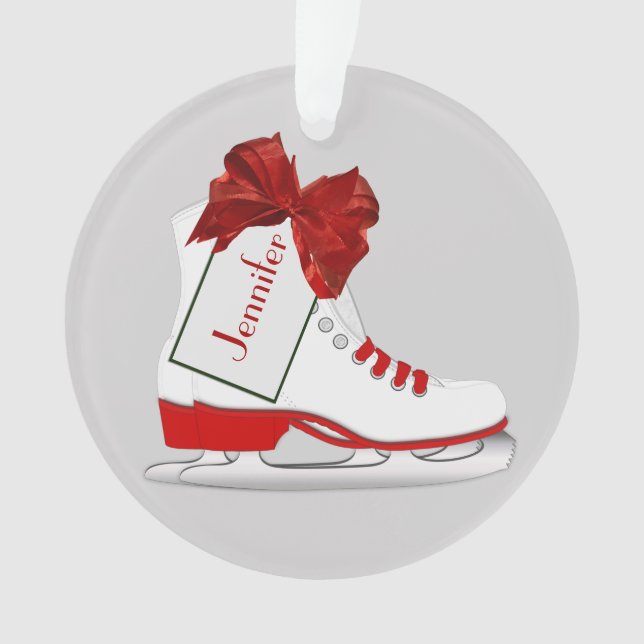 Patins de glace de Noël Ornement acrylique rond (devant)