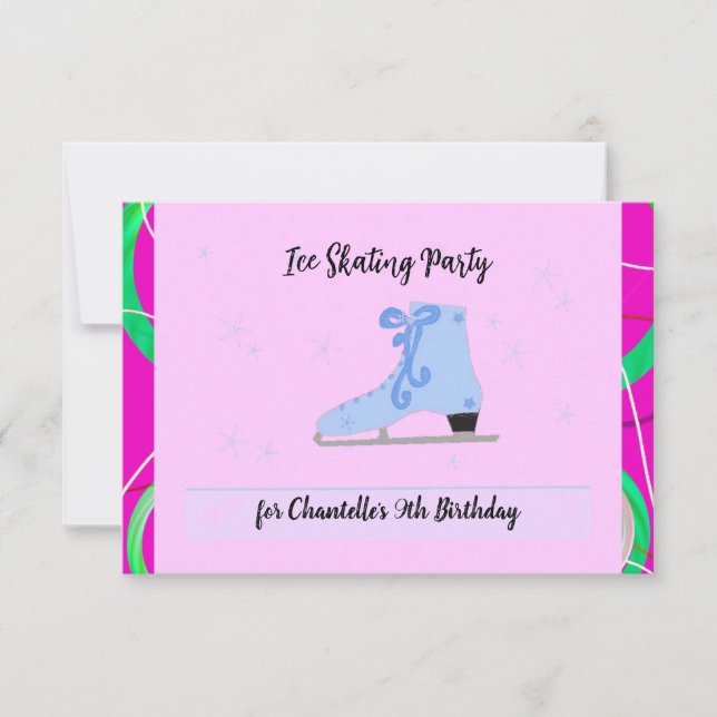 Patins de glace Invitation fête d'anniversaire (Devant)