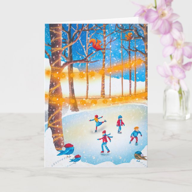 Patins de glace simples Artwork Carte de Noël (Orchidée)