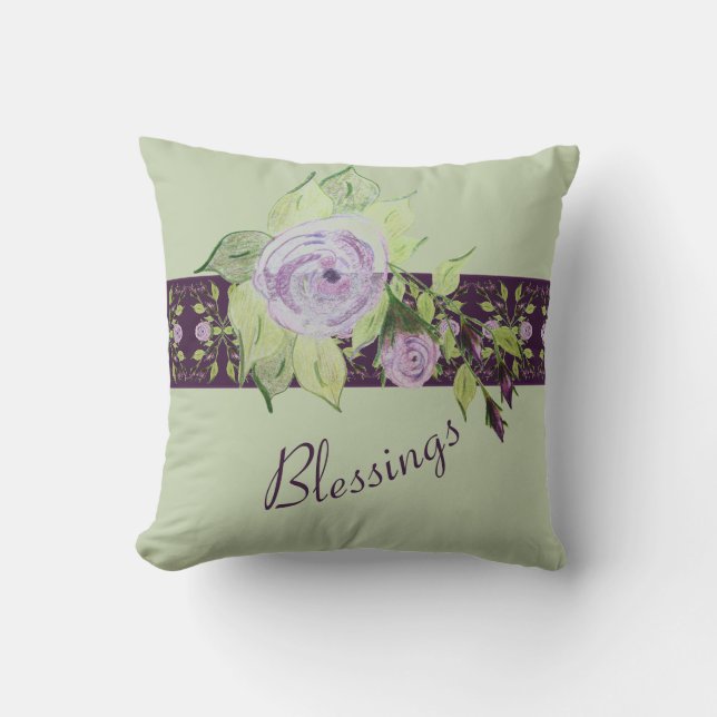 Patio Accent In Purple And Green Outdoor Pillow (Front)