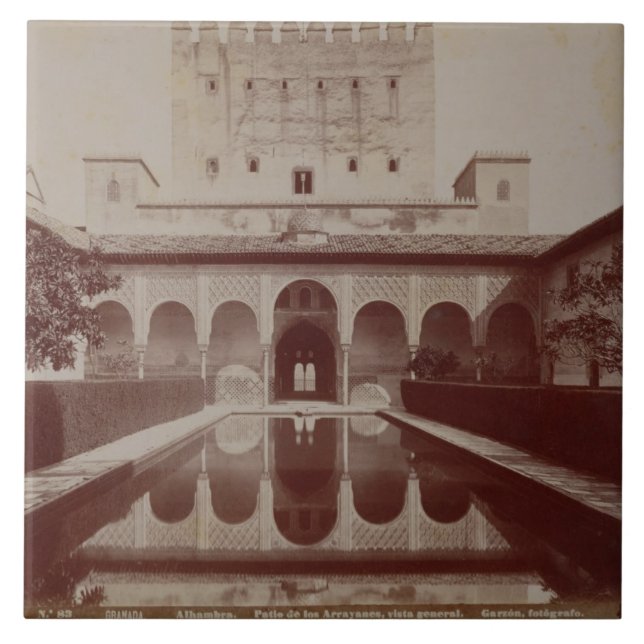 Patio de los Arrayanes, Alhambra, c.1875-80 (sepia Tile (Front)