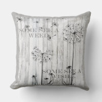 Patio Pillow Dandelion Wishes Dreamy Grey Quote