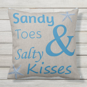 Patio Pillow Sandy Toes and Salty Kisses Beach