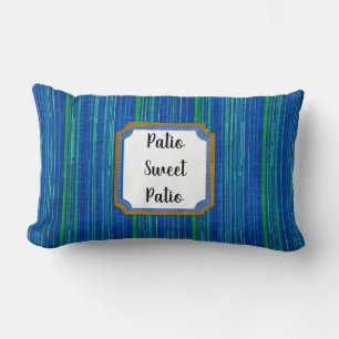 Patio Sweet Patio Blue Green Stripe Customizable Lumbar Pillow