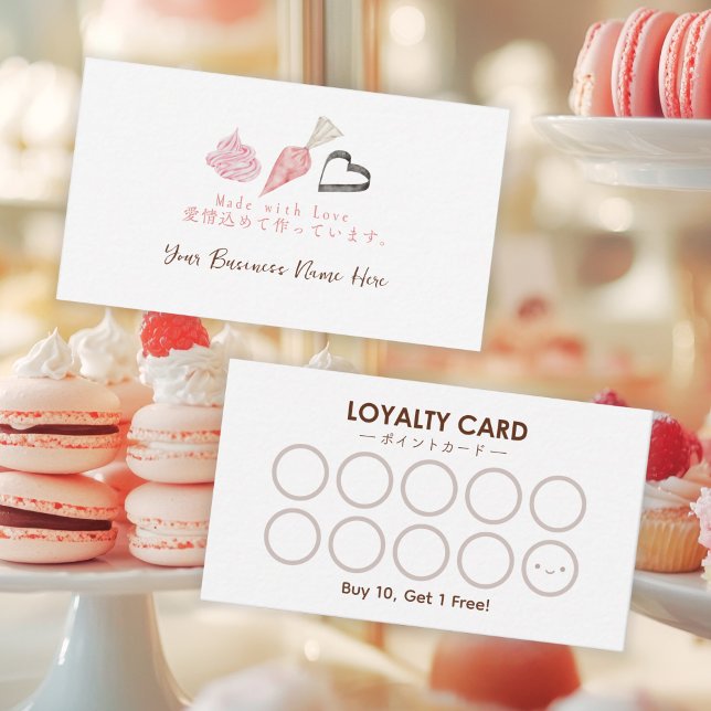 Pâtisserie Chef Carte de fidélité Pink Piping Sac  (Créateur téléchargé)