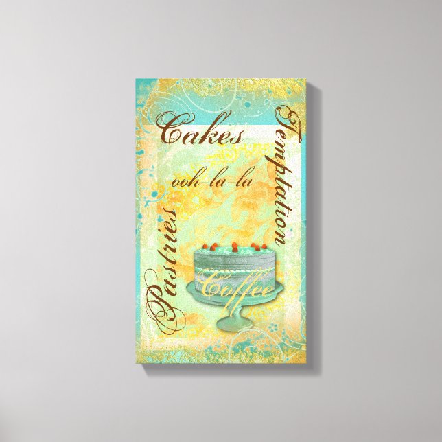 Patisserie french bakery coffee cake canvas print (Front)