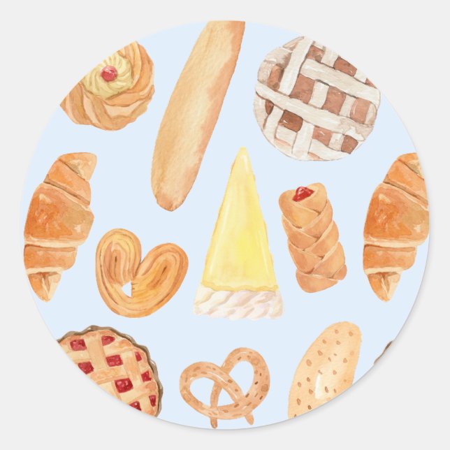 Patisserie French Bakery Pastry Bread Food Art Classic Round Sticker (Front)