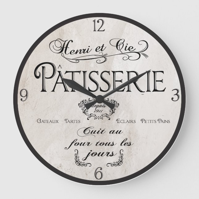 Patisserie French Clock, Antique White French Deco Large Clock (Front)