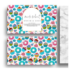 Patisserie Pastry Chef Bakery blue Doughnuts patte Business Card